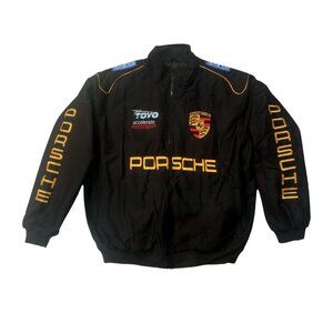 vintage Porsche Embroidery  Black Cotton | Size L